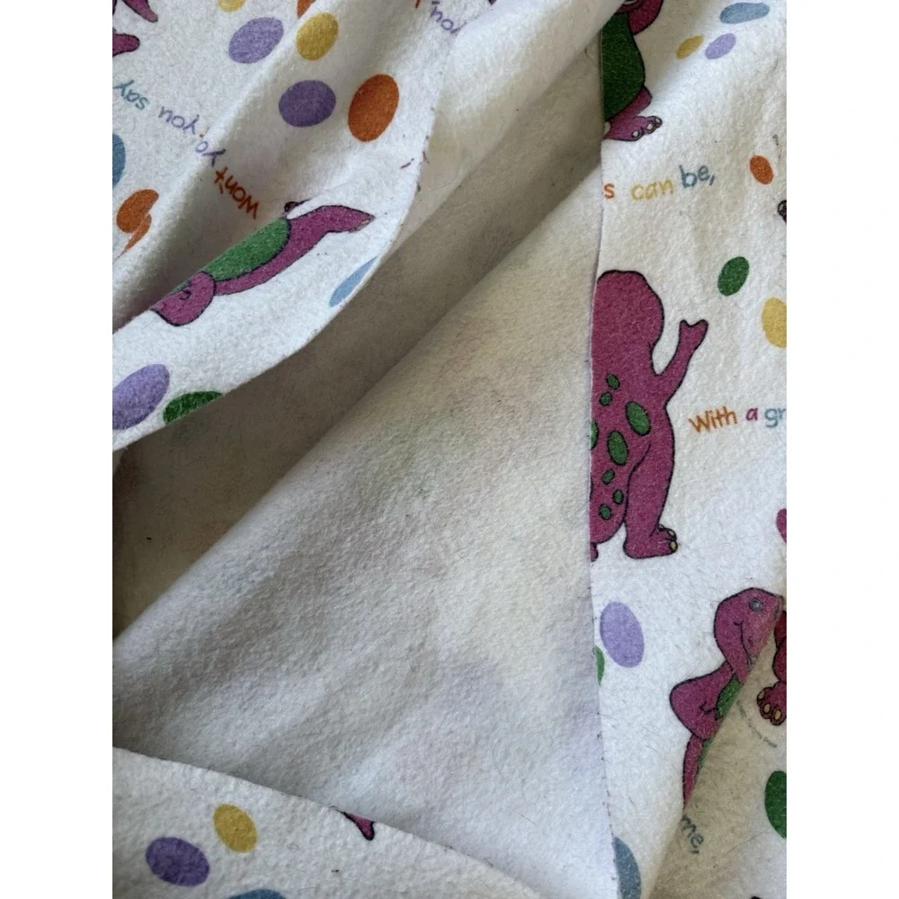 Vintage Barney & Friends Fleece Blanket 90x69 Made in USA